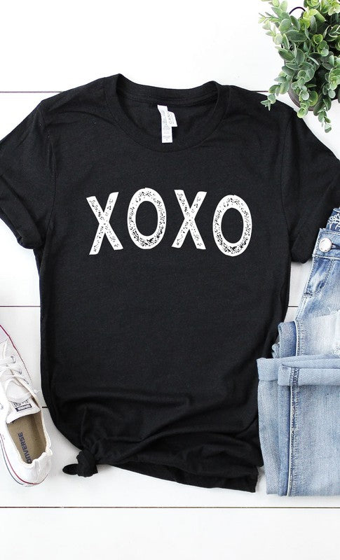 Distressed XOXO Graphic Tee T-Shirt PLUS