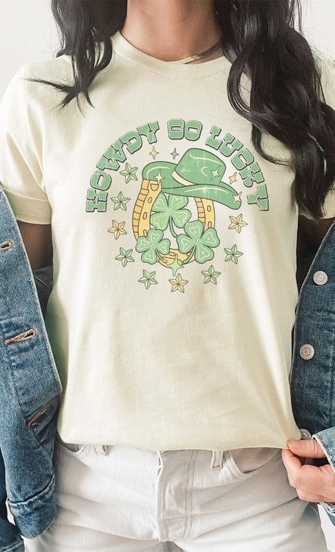 Howdy Go Lucky Shamrock Horseshoe Graphic Tee