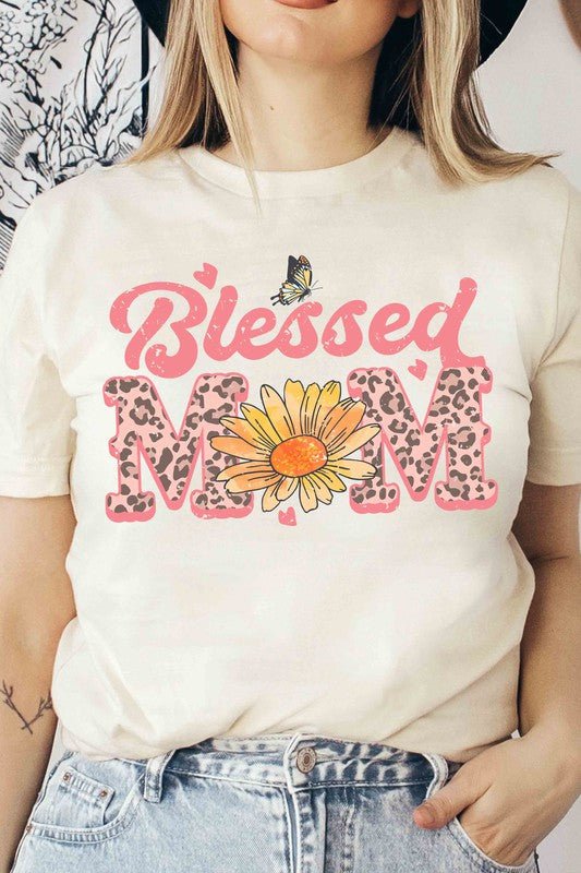 BLESSED LEOPARD MOM GRAPHIC T-SHIRT