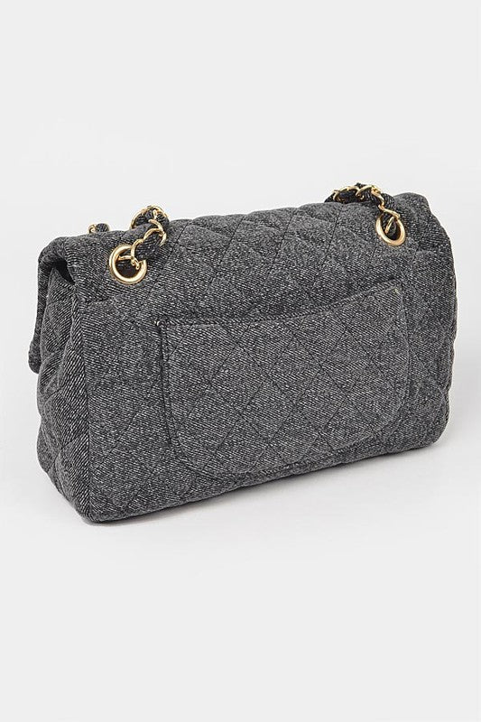 Denim Quilted Convertible Shoulder Bag