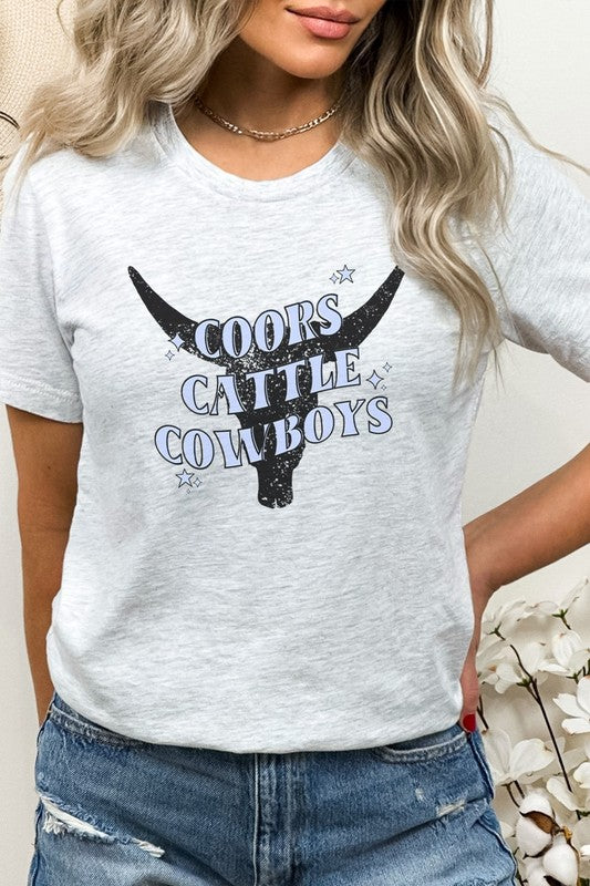 Coors Cattle Cowboys Longhorn Outline Graphic Tee T-Shirt