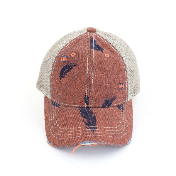 CC Leaf Motif Jacquard Denim Pony Cap