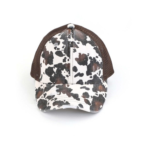 CC Cow Print Pony Cap | Criss-Cross