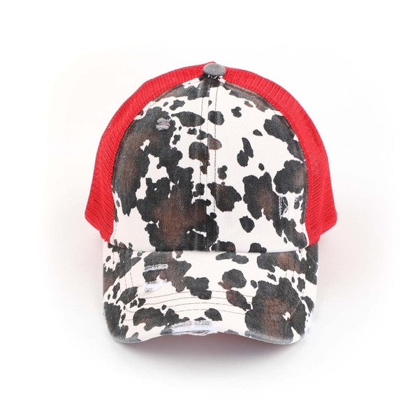 CC Cow Print Pony Cap | Criss-Cross