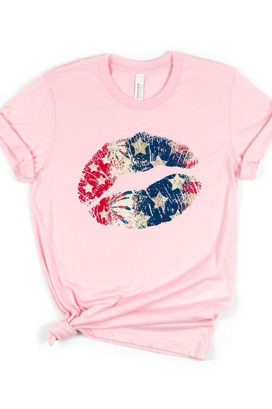 American Flag Lips Women’s Tee T-Shirt