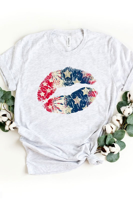 American Flag Lips Women’s Tee T-Shirt