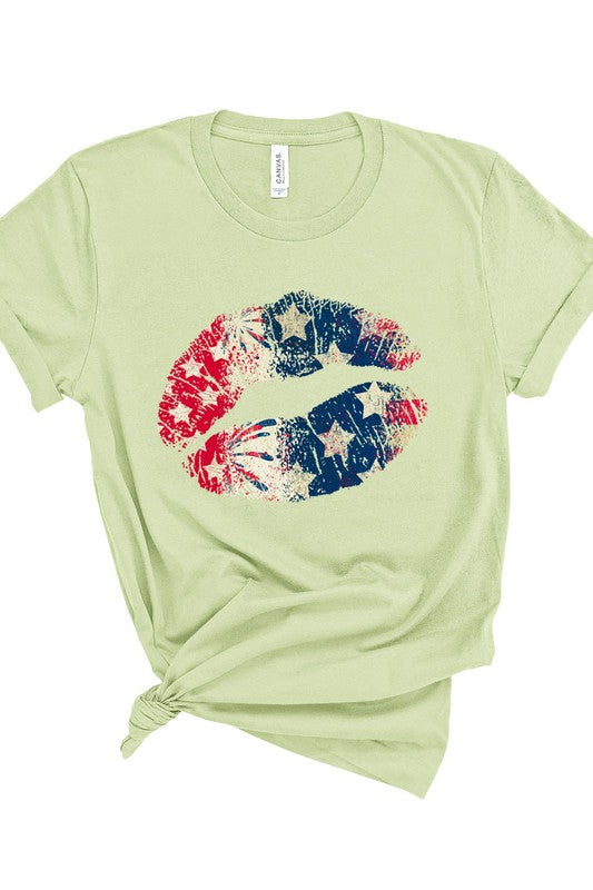 American Flag Lips Women’s Tee T-Shirt