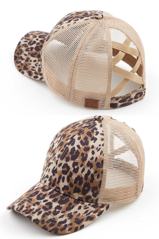 CC Faux Suede Leopard Hat Criss Cross