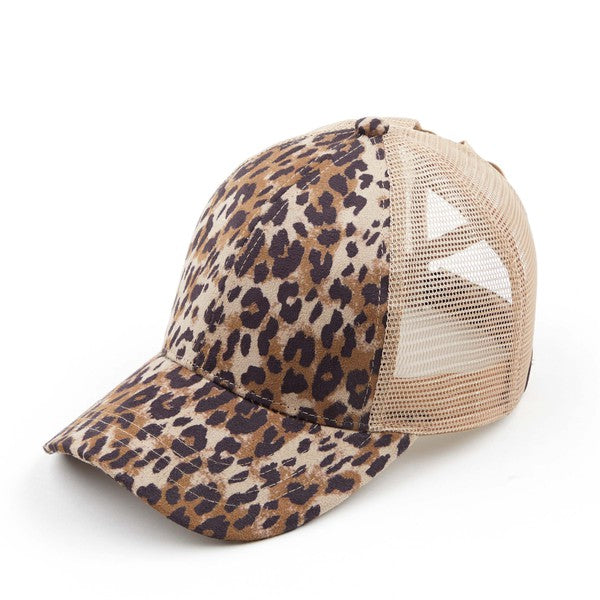 CC Faux Suede Leopard Hat Criss Cross