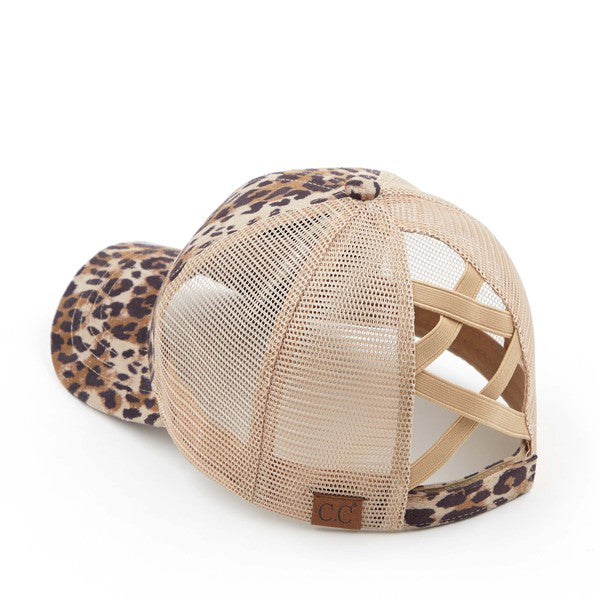 CC Faux Suede Leopard Hat Criss Cross