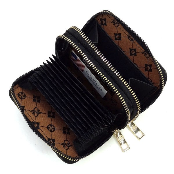 Monogram Accordion Card Holder Zip Wallet