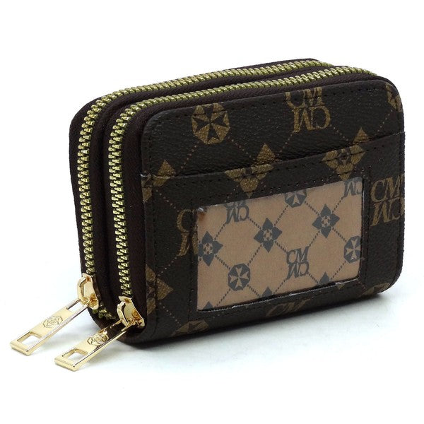 Monogram Accordion Card Holder Zip Wallet