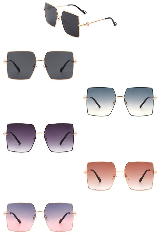 Square Oversize Flat Top Large Fashion Sunglasses