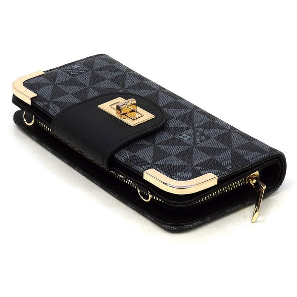 Monogram Turn Lock Crossbody Wallet