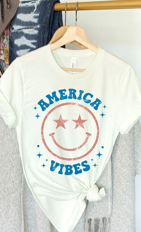 Vintage America Vibes Smiley Graphic Tee T-Shirt