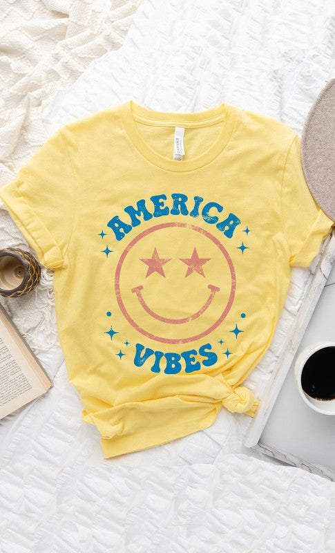 Vintage America Vibes Smiley Graphic Tee T-Shirt