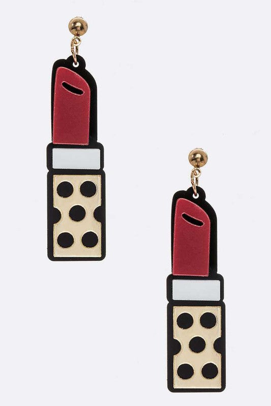 ACRYLIC LIPSTICK ICONIC EARRINGS