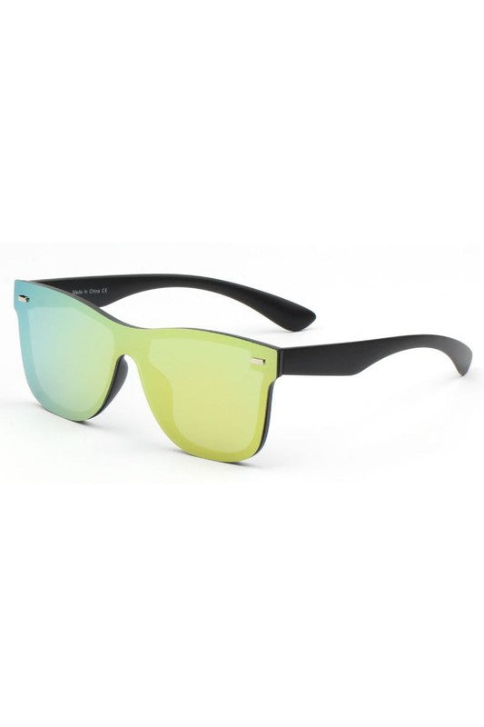 Flat Top Mirrored Rectangle Unisex Sunglasses