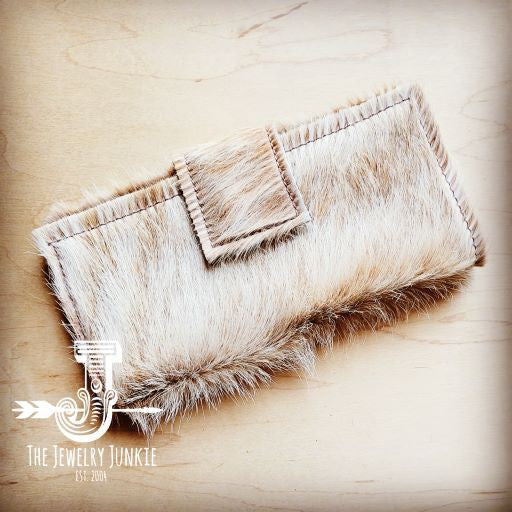 Hair on Hide Leather Wallet in Light Tan w/ Snap