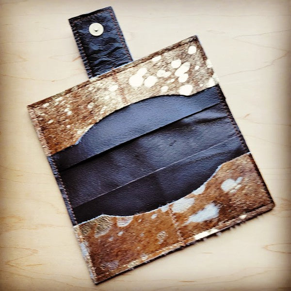 Hair on Hide Wallet in Mixed Metallic w/ Snap