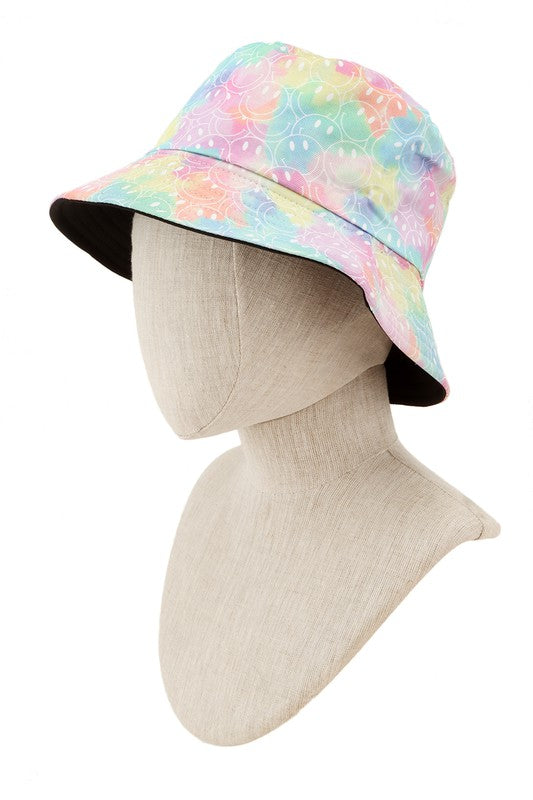 Colorful Smiley Face Reversible Bucket Hat