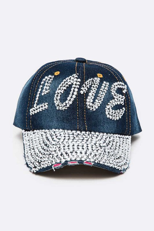 LOVE Full Stone Brim Denim Cap