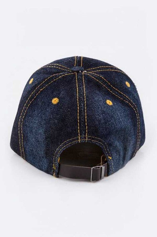 LOVE Crystal Embelished Denim Cap