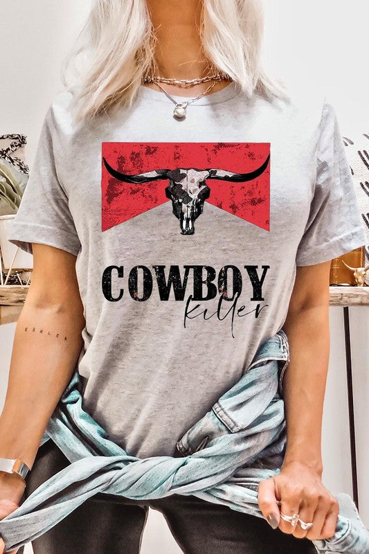 Cowboy Killer Bull Skull Tee T-Shirt