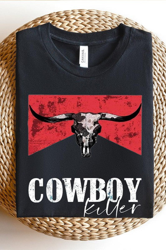 Cowboy Killer Bull Skull Tee T-Shirt