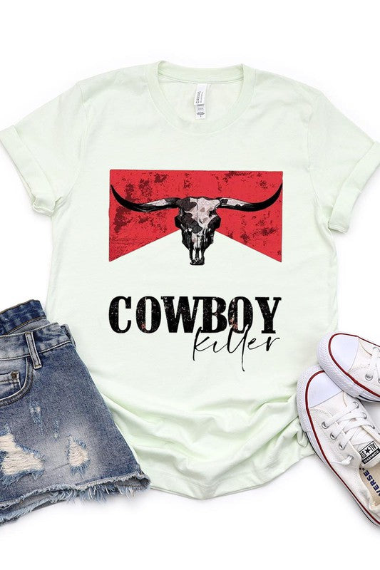 Cowboy Killer Bull Skull Tee T-Shirt