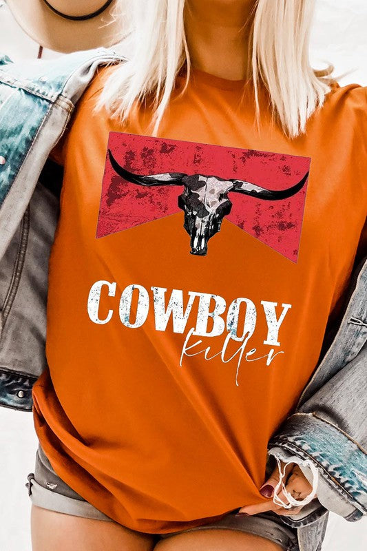 Cowboy Killer Bull Skull Tee T-Shirt