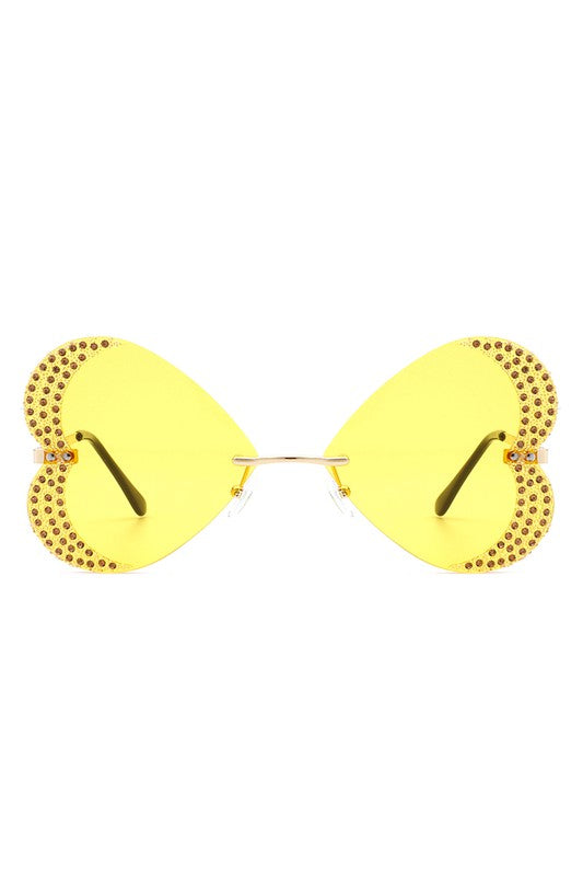 Rimless Butterfly Tinted Fashion Women Sunglasses