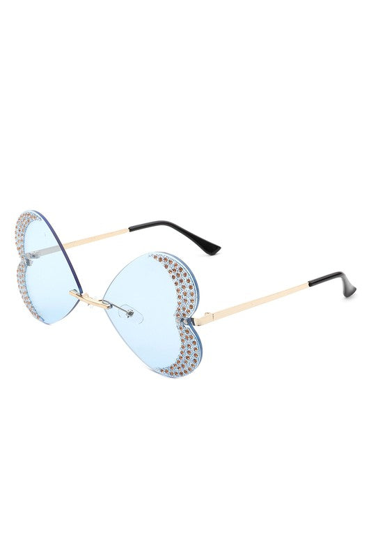 Rimless Butterfly Tinted Fashion Women Sunglasses