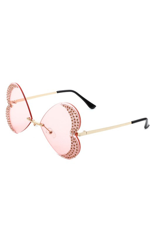 Rimless Butterfly Tinted Fashion Women Sunglasses