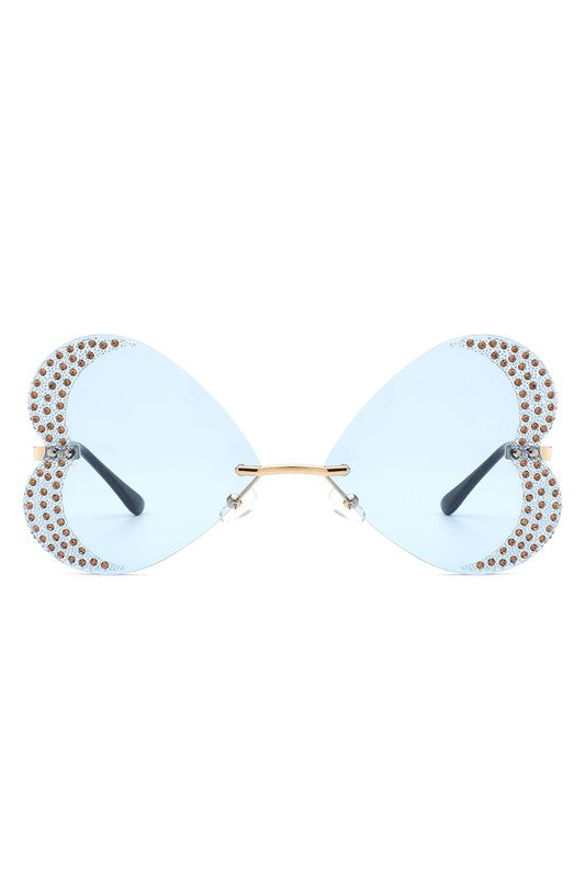 Rimless Butterfly Tinted Fashion Women Sunglasses