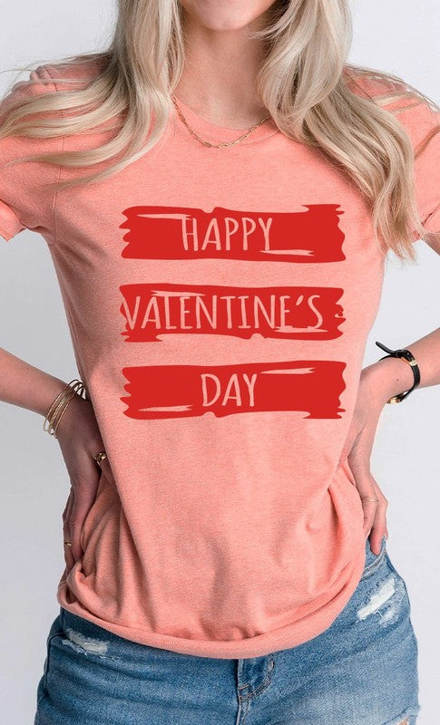 Paint Smudge Happy Valentines Day Graphic Tee T-Shirt