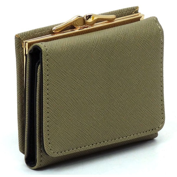 Saffiano Kiss Lock Tri-fold Wallet