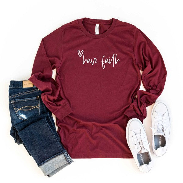 Have Faith Heart Long Sleeve Graphic Tee