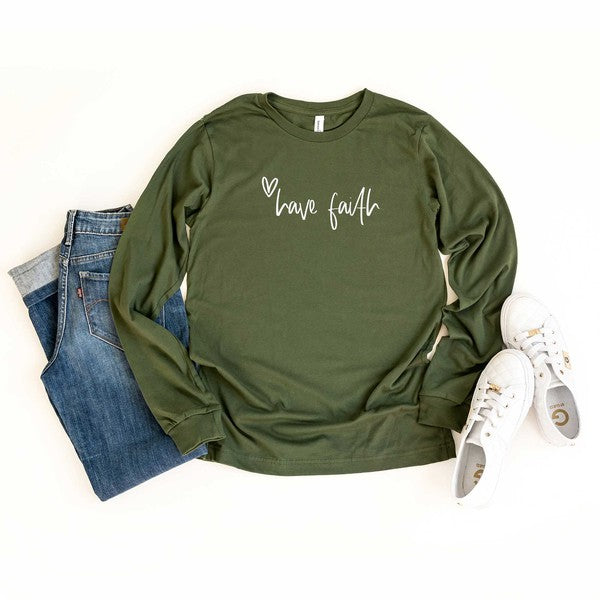 Have Faith Heart Long Sleeve Graphic Tee