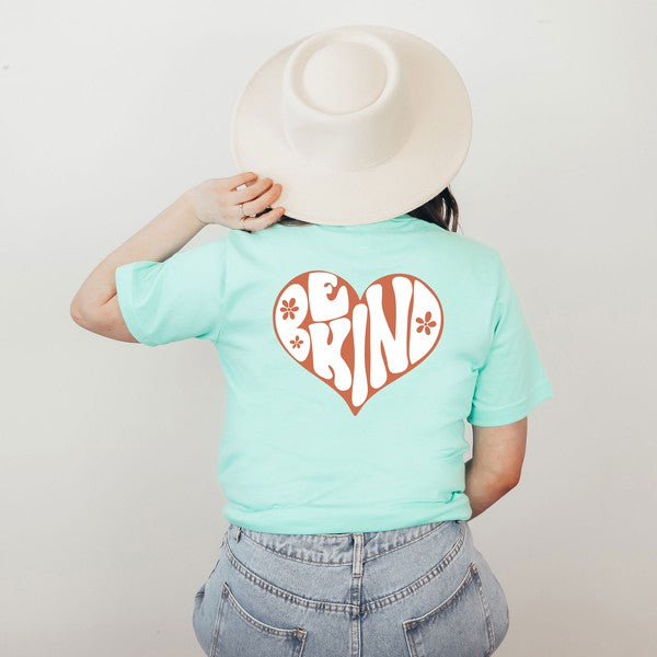 Retro Be Kind Heart Front & Back Graphic Tee