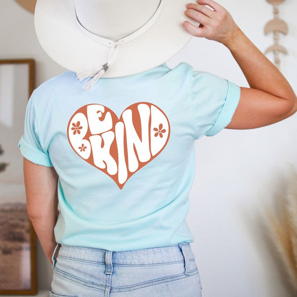 Retro Be Kind Heart Front & Back Graphic Tee