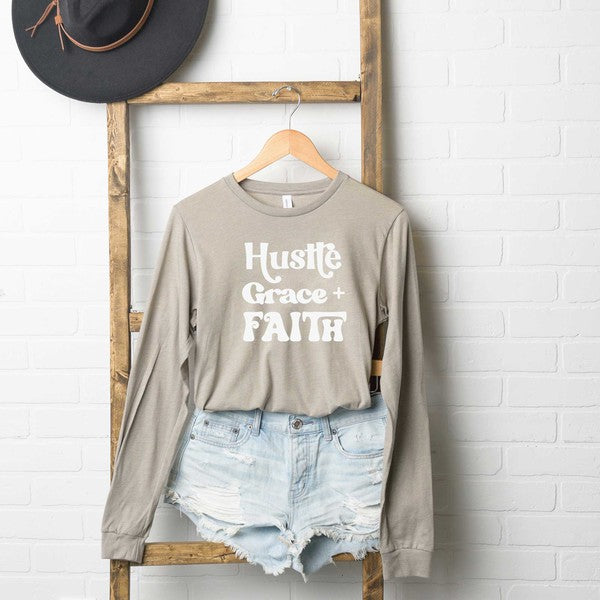 Hustle Grace Faith Long Sleeve Graphic Tee