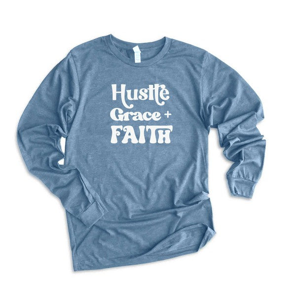 Hustle Grace Faith Long Sleeve Graphic Tee