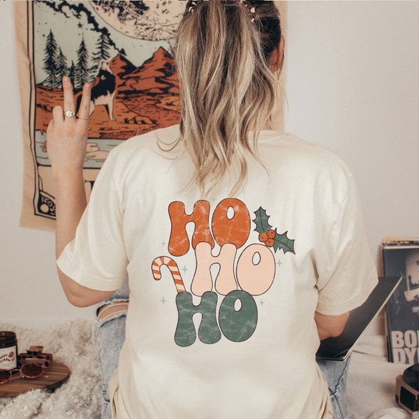 Retro Ho Ho Ho Front & Back Graphic Tee