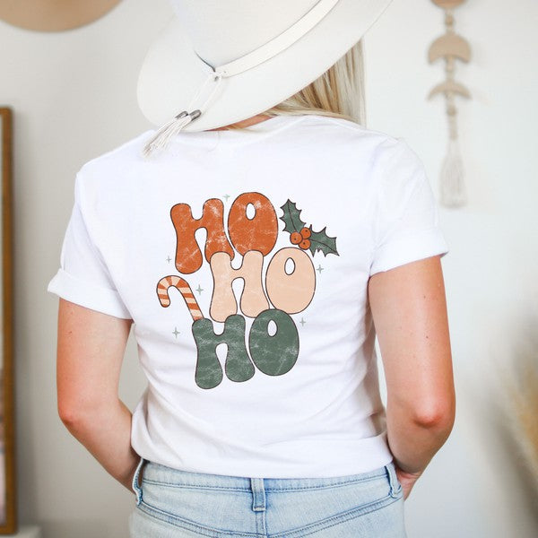 Retro Ho Ho Ho Front & Back Graphic Tee