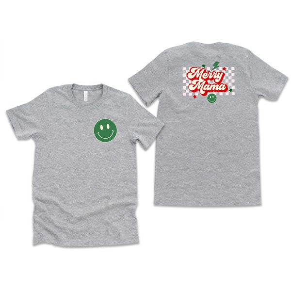 Merry Mama Checkered Front & Back Graphic Tee