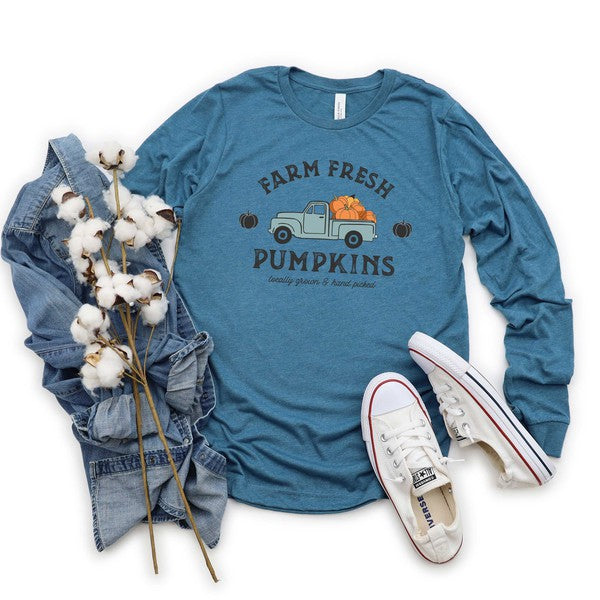 Farm Fresh Pumpkins Truck Long Sleeve Tee