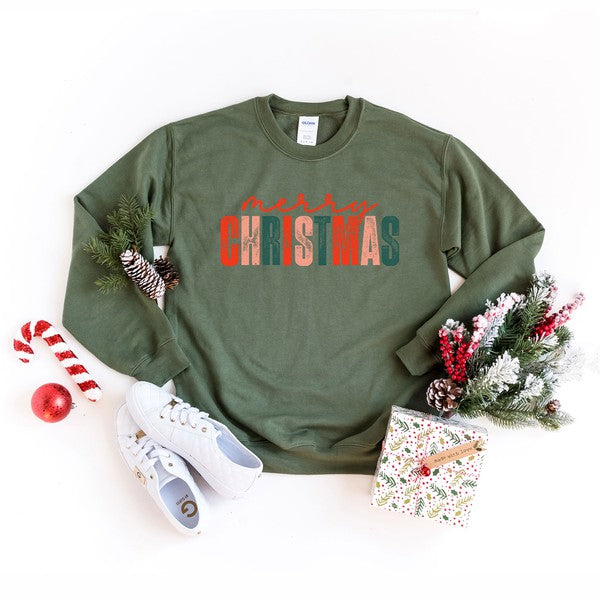 Distressed Merry Christmas Graphic Sweatshirt