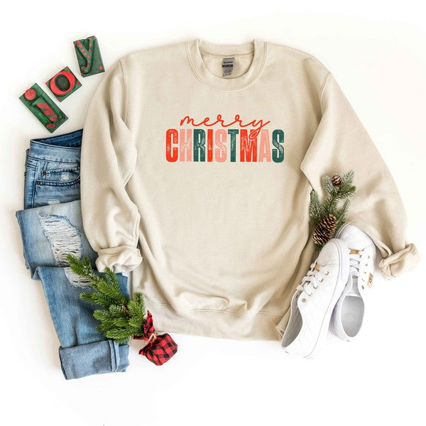 Distressed Merry Christmas Graphic Sweatshirt