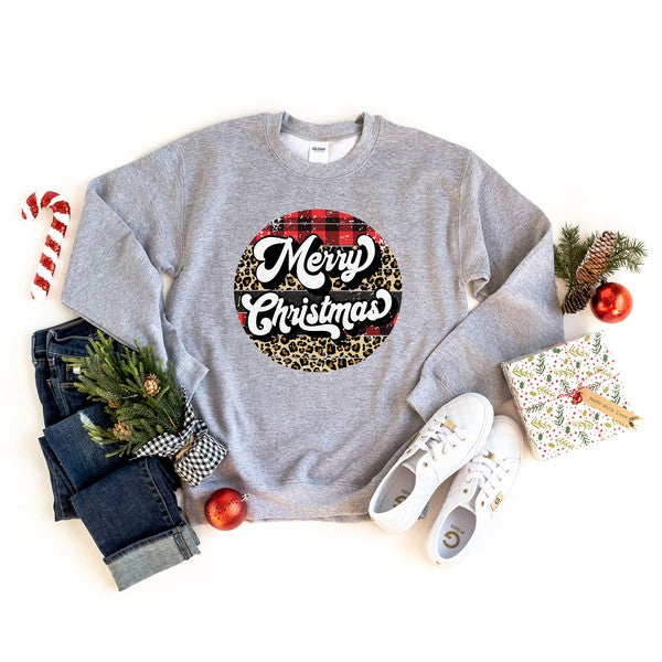 Buffalo Plaid Leopard Merry Christmas Sweatshirt